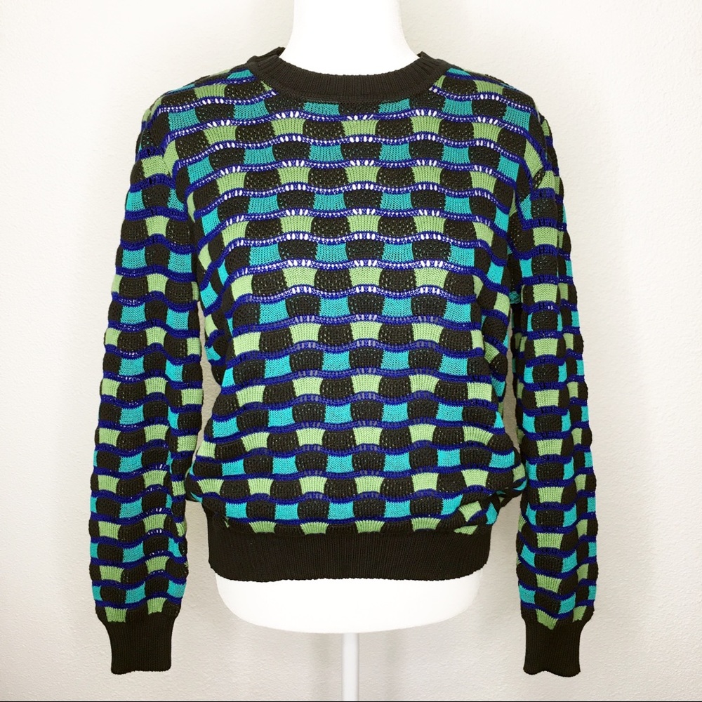 New Missoni Wave Crochet Check Knit Sweater